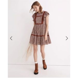 Madewell Flutter-Sleeve Mini Dress in Cottage Garden L NWT
